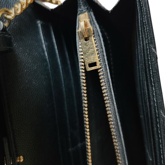 Saint Laurent Envelope Chain Wallet Black Leather Gold Hardware Crossbody - Picture 11 of 12